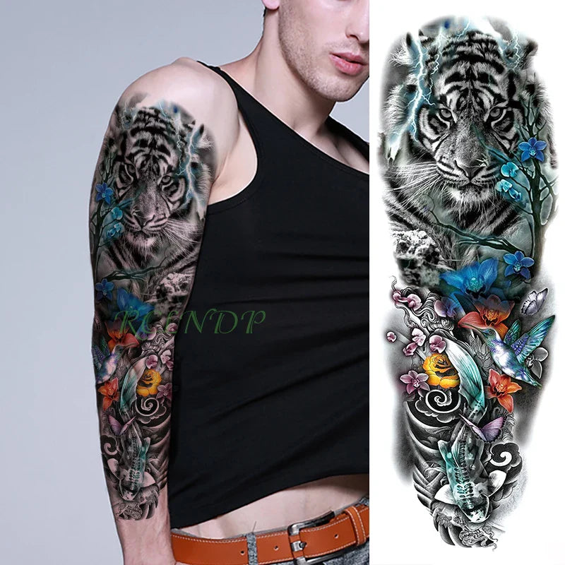 sengpan Waterproof Temporary Tattoo Sticker Anubis Ancient Egypt Greece Zeus Eye Full Arm Fake Tatto Flash Tatoo Sleeve for Men Women