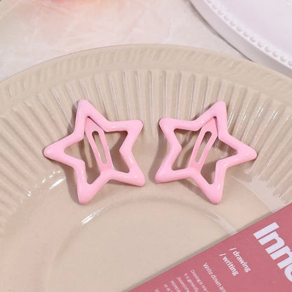 sengpan Y2k Pink Pentagram Star Bobby Pin Hair Clip Women Sweet Cool Cute Aesthetics Hairside Harajuku Girls Trend Headwear Accessories