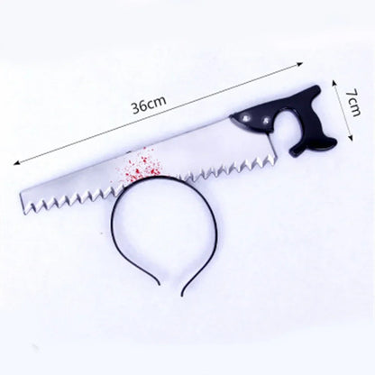 sengpan Halloween Horror Props Blood Fake Ax Saws Knife Headband for Halloween Party Masquerade Mischief Props Decoration Supplies