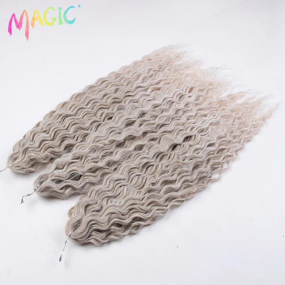 sengpan  Synthetic Hair Water Wave 24Inch Braid Hair Twist Crochet Hair Ombre Blonde Pink Deep Wave Braiding Hair Extension Cosplay