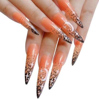 sengpan 24pcs Fake Nails Halloween Long Style Full Cover False Nails DIY Glue Press On Nails Nail Supplies For Ballerina False Nail Tip