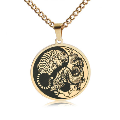 sengpan gifts for men New Domineering Dragon Tiger Yin Yang Tai Chi Pendant Necklace for Men&#39;s Fashion Trend Jewelry Gift