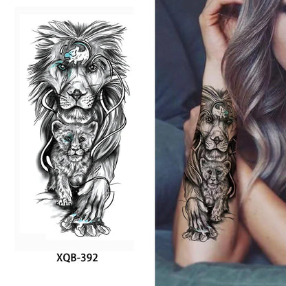 sengpan Black Forest Animal Temporary Tattoos for Men Wolf Tattoo Stickers Tiger Skull Skeleton Fake Tattoo for Women Arm Sleave