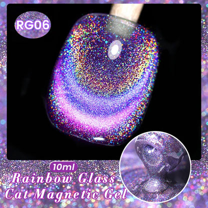 sengpan 10ml Double Light Reflective Glass Cat Magnetic Gel Sparkling Rainbow Color Gel Nail Polish Varnis Semi Permanent