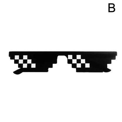 sengpan Funny Thug Life Sunglasses Pixel Funny Original Costumes Woman Male Vintage Pixel Black Mosaic Sunglasses Cool Funny Glasses