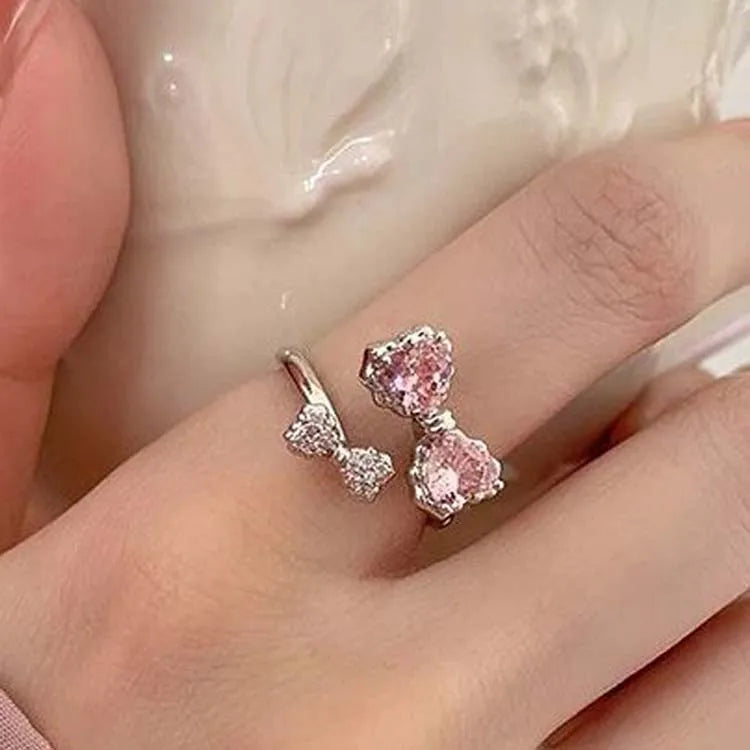 sengpan Pink Love Heart Rings for Women Opening Personality Thorn Finger Ring Fashion Sweet Girls Jewelry Wedding Party Accessories 2023