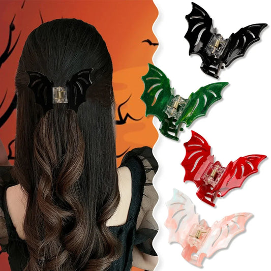 sengpan 8cm Halloween Bat Lady Hair Clip Festive Personality Funny Back of Head Hair Clip Shark Clip Cute Fashion Hair Accessory