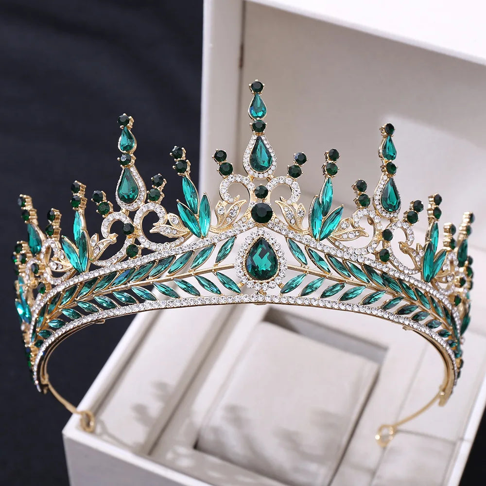 sengpan Baroque Bride Crowns Crystal Queen Princess Rhinestone Tiaras Bridal Headband Bridal Headpiece Wedding Hair Accessories Tiaras