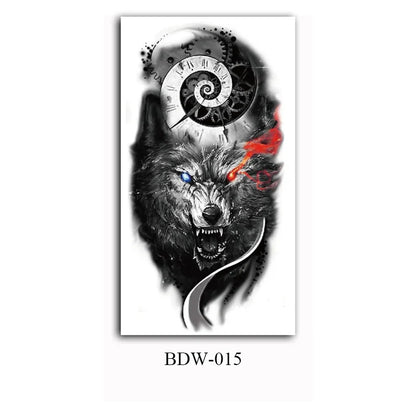 sengpan Small Arm Waterproof Temporary Tattoos for Men Tiger Wolf Animal Tattoo Stickers Body Art Skeleton Fake Tattoo for Women