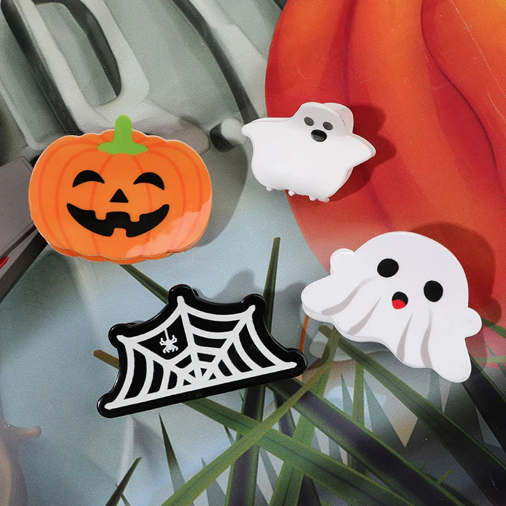 sengpan Halloween Hair Clips Spooky Pumpkin Grab Clips Back of The Head Plate Hair Bat Ponytail Clips Hair Accessories