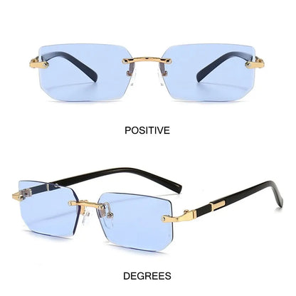 sengpan Trendy Rimless Sunglasses for Men Women Fashion Frameless Rectangle Sun Glasses Retro Shades Summer Traveling Eyewear UV400