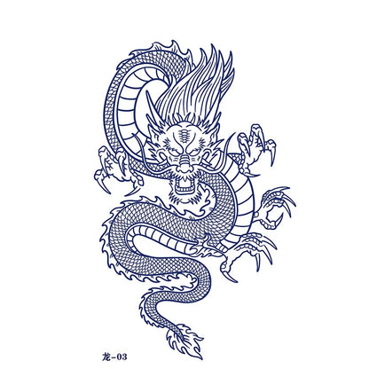 sengpan Waterproof Temporary Tattoo Sticker Japanese Style Black White Flame Dragon Body Art Fake Tattoo Flash Tattoo Arm Female Male