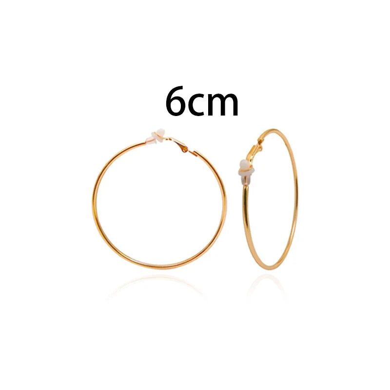 sengpan Round Circle Hoop Earrings Clip Without Piercing Women Gold Silver Stainless Steel Plating Rings Ear Clips Fashion Jewelry Gift