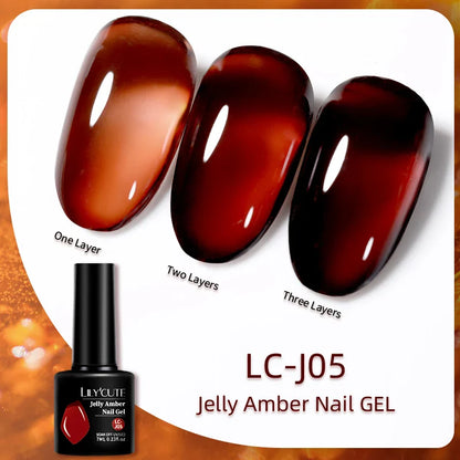 sengpan 7ml Translucent Jelly Amber Gel Nail Polish Brown Coloured Varnish Gel Long Lasting Semi Permanent UV Nail Art Manicure