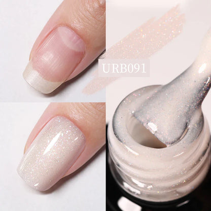 sengpan SUGAR Aurora Rubber Gel Nail Iridescent Pearl Effect Metallic Mirror Nails Manicure Soak Off UV LED No Wipe Top Coat Base Gel