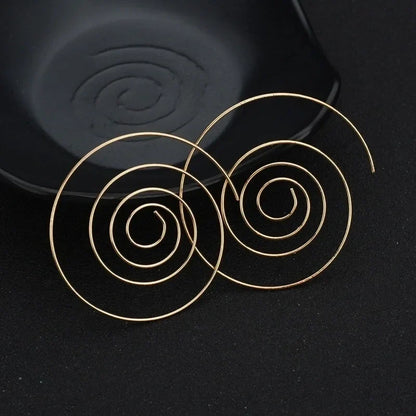 sengpan  Women Cute Unique Temperament Round Spiral Earrings Romantic Alloy Simplicity Aestheticism Geometric Dangler