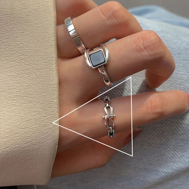 sengpan 925 Sterling Silver Ring New Thick Simple Wave Light-shaped Solid Double-layer Rings Trendy Couple Women Gift Dropship