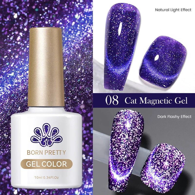 sengpan Super Holos Cat Magnetic Nail Gel Polish for Nails 10ml Soak Off Holographics Laser Gel Polish Auroras Glimmer Nails