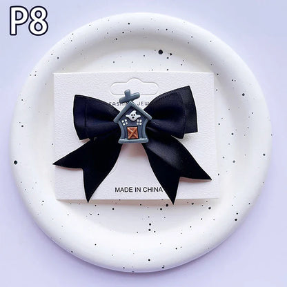 Lianfudai 1PC New Halloween Bows Hair Clips Ghost Witch Hat Pumpkin Hairpins For Baby Girls Hairgrips Barrettes Party Hair Accessories