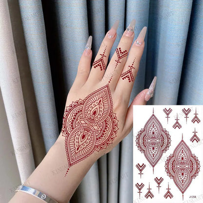 sengpan Brown Henna Tattoos for Hand Mehndi Design Tattoos for Women Fake Tattoo Sticker Body Art Hena Tatoo Waterproof