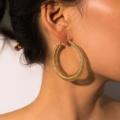 sengpan Hiphop Exaggerated Irregular Metal Dangle Earrings Spiral Twist Knot Geometry Round Smooth Rock Ear Brincos Jewelry Gift