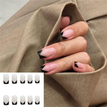 sengpan 24P Fashion Fake Nails With Design Leopard Full Cover False Nails Tips Black Brown Stiletto Press On French Artificial Nail Glue