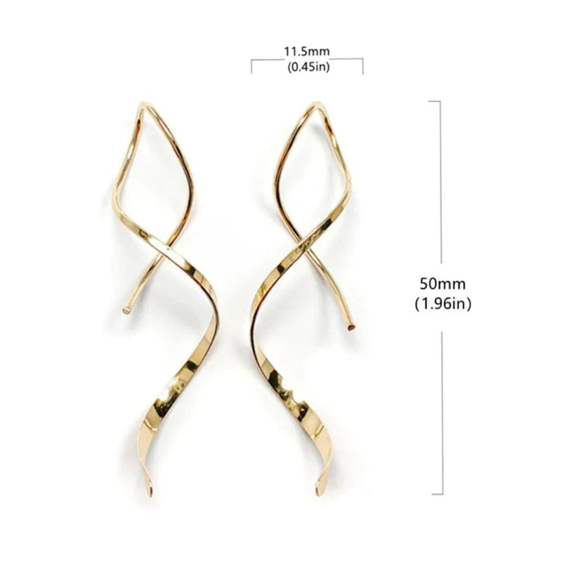 sengpan Simple Spiral Threader Earrings Irregular Helix Wave Curve Ear Line Cuff Stainless Steel Dangling Earring Women Fashion Jewelry