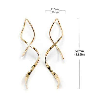 sengpan Simple Spiral Threader Earrings Irregular Helix Wave Curve Ear Line Cuff Stainless Steel Dangling Earring Women Fashion Jewelry