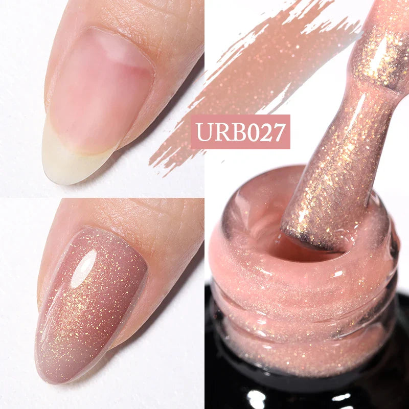 sengpan SUGAR Aurora Rubber Gel Nail Iridescent Pearl Effect Metallic Mirror Nails Manicure Soak Off UV LED No Wipe Top Coat Base Gel