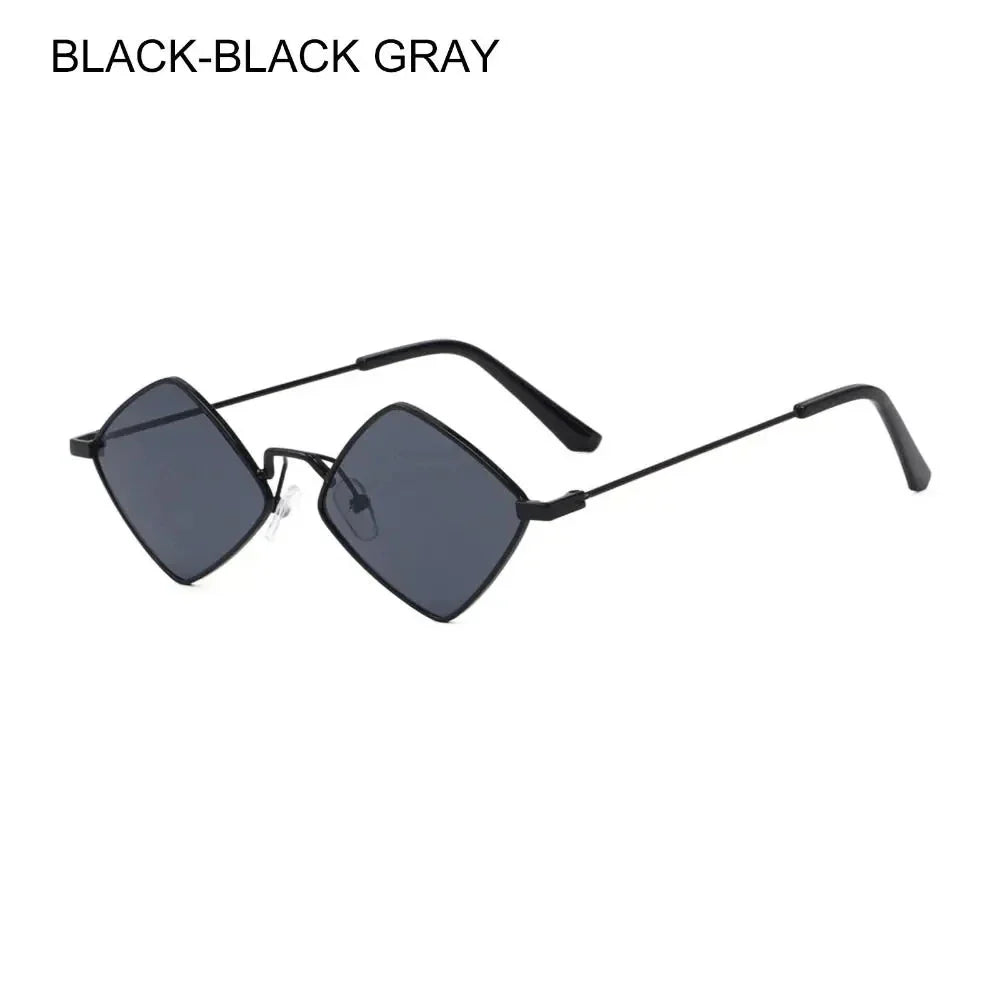 sengpan Summer Women Sunglasses Irregular Vintage Small Frame Rhombus Ladies Sunglasses Shades Retro Alloy Eyewear Black