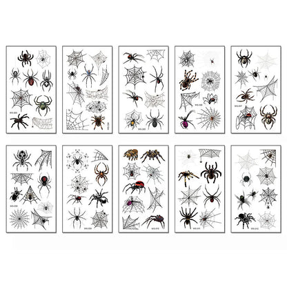 sengpan 10 Sheets Halloween Makeup Tattoo Stickers Disposable Temporary Tattoos for Halloween Party Spider Web Fake Tatoo for Hand Face