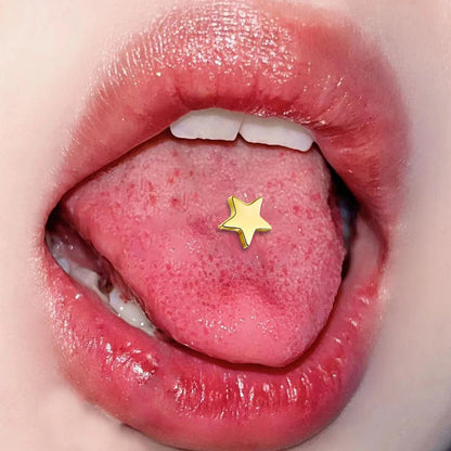 sengpan Y2k 90s Star Pentagram Tongue Rings for Women Cool Sweet Charm Trend Tongue Nail Harajuku Trend Piercing Jewelry New