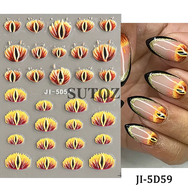 sengpan Spider Nail Art Stickers Halloween Design Ghost Skull Spider Webs Pumpkin Nail Decors Y2K Diamond Charms Manicure Decals GLJI-DZ