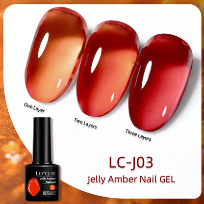 sengpan 7ml Translucent Jelly Amber Gel Nail Polish Brown Coloured Varnish Gel Long Lasting Semi Permanent UV Nail Art Manicure