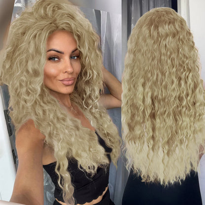 sengpan Ash Blonde Curly Wig Synthetic Long Curly Hair Wigs for Women Fluffy Hairstyle Wave Ombre Wig Costume Carnival Party Regular Wig