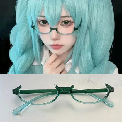 sengpan Anime Character Kamishiro Rize Cosplay Red Glasses Akemi Homura Role Play Half Frame Eyeglass Without Lens Accessories Eyewear