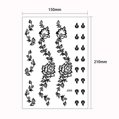 sengpan Black Henna Sticker Waterproof Temporary Tattoos for Women Body Art Henna Design Stickers for Hand Flower Mehndi Tatoo Fake