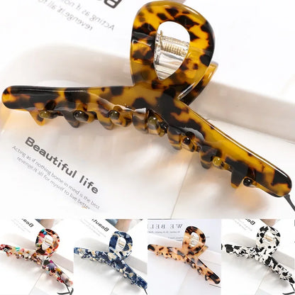 Lianfudai New Acetate Hair Claws Crab Clamps Charm Claw Clips Women Girls Leopard Hair Clips Retro Cross Hairdress Hair Styling Tool