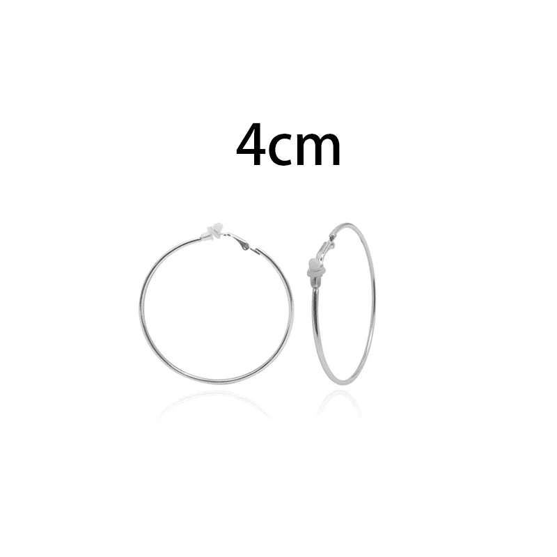 sengpan Round Circle Hoop Earrings Clip Without Piercing Women Gold Silver Stainless Steel Plating Rings Ear Clips Fashion Jewelry Gift