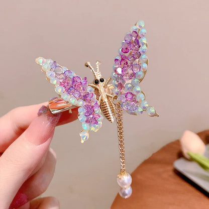 sengpan Shaking Move Wing Top Clip Bangs Kids Clip Shiny Rhinestone Moving Butterfly Children Hairpin Alloy Hair Accessories