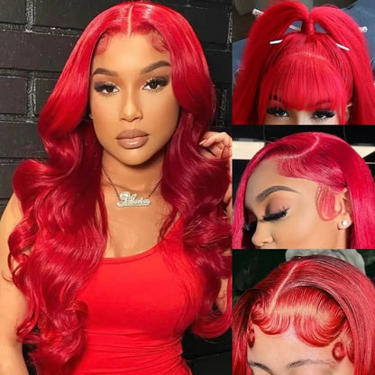 sengpan Red Lace Front Wigs Human Hair 13x4 Red Body Wave Lace Front Wigs Human Hair Pre Plucked Colored HD Red Frontal Wigs Human Hair