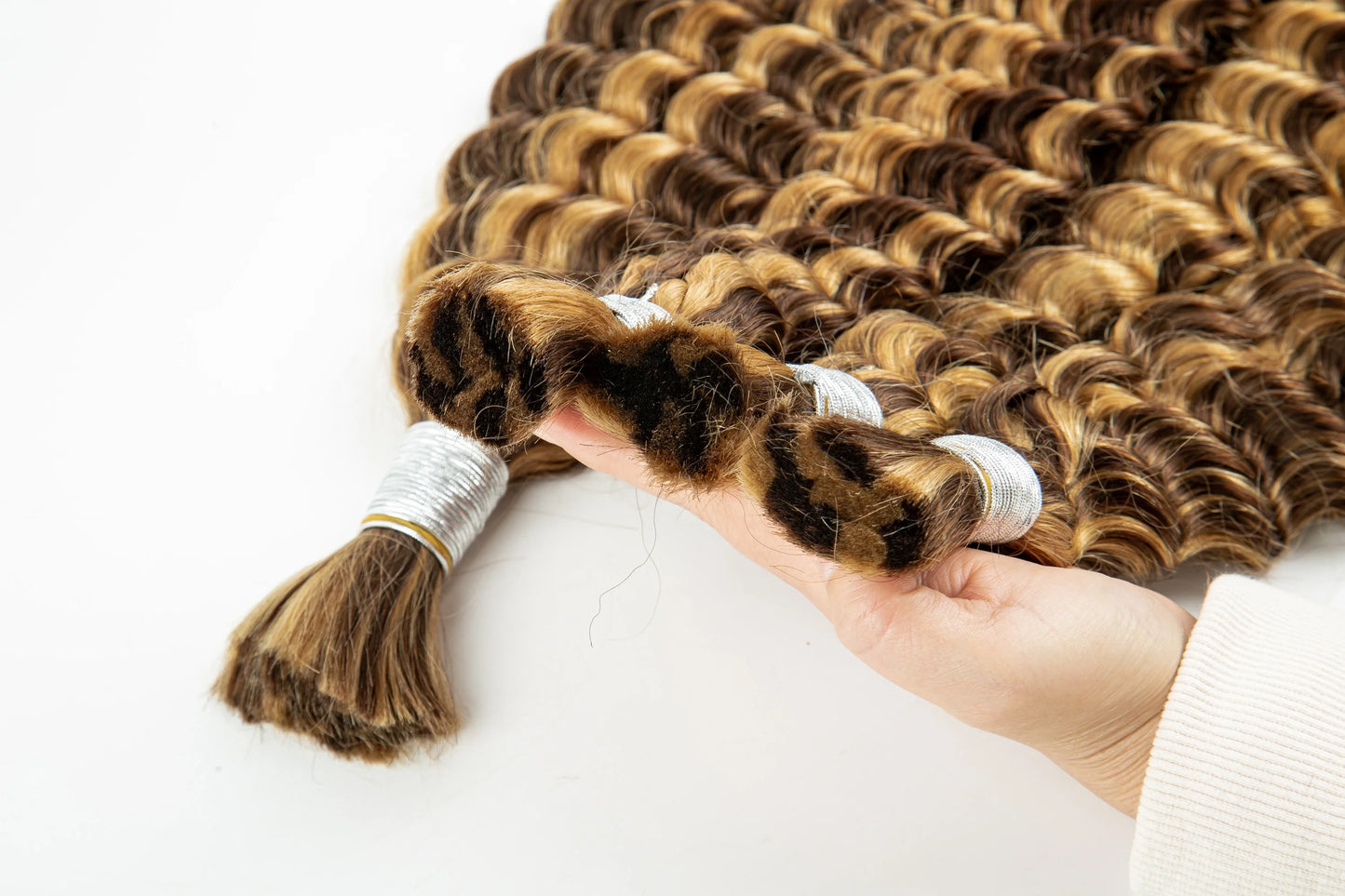 sengpan 28Inch Deep Wave 100% Virgin Human Hair Bulk for Boho Braided Extensions No Weft Human Hair Bundles for Braiding