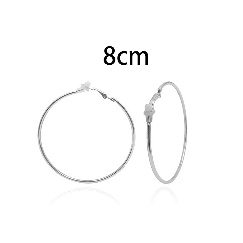 sengpan Round Circle Hoop Earrings Clip Without Piercing Women Gold Silver Stainless Steel Plating Rings Ear Clips Fashion Jewelry Gift