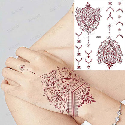 sengpan Brown Henna Tattoos for Hand Mehndi Design Tattoos for Women Fake Tattoo Sticker Body Art Hena Tatoo Waterproof