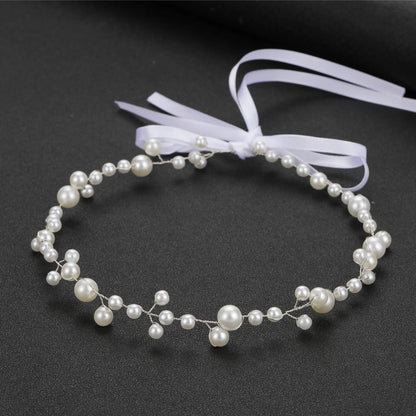 Lianfudai Elegant Women Hair Accessories Bridal Headband Crystal Pearl Hairband Head Ornament Ladies New Hair Jewelry For Wedding