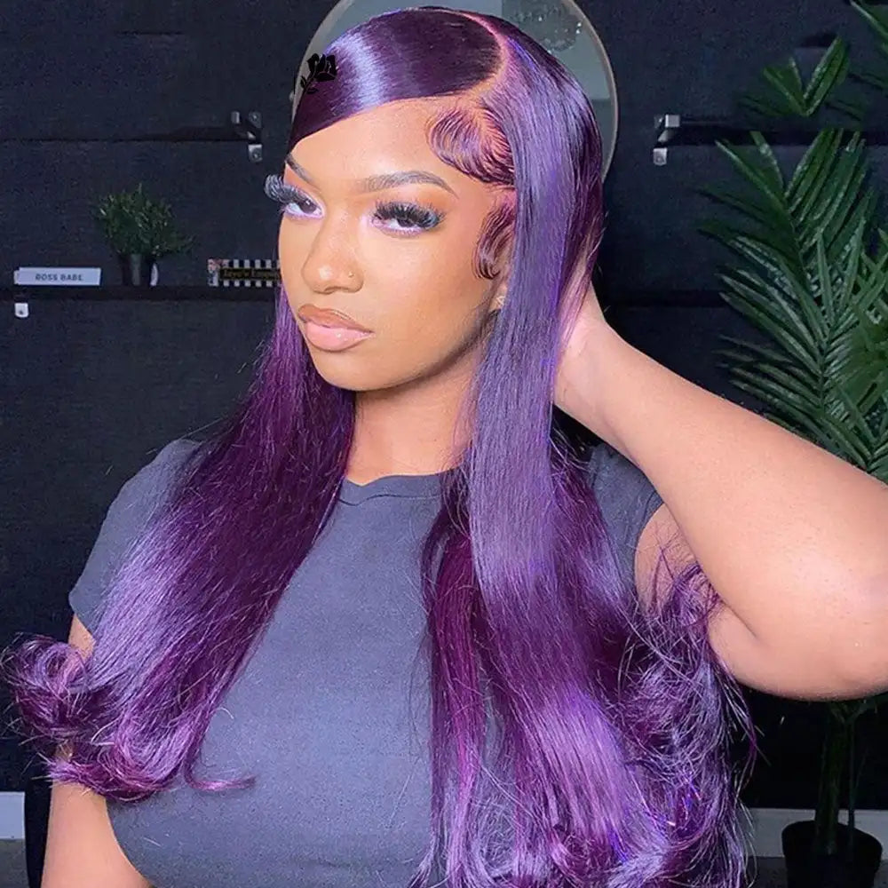 sengpan Purple 613 Colored 13x4 Transparent Lace Frontal Wigs Human Hair Wig For Women Brazilian Remy Hair Glueless Full Lace Wigs