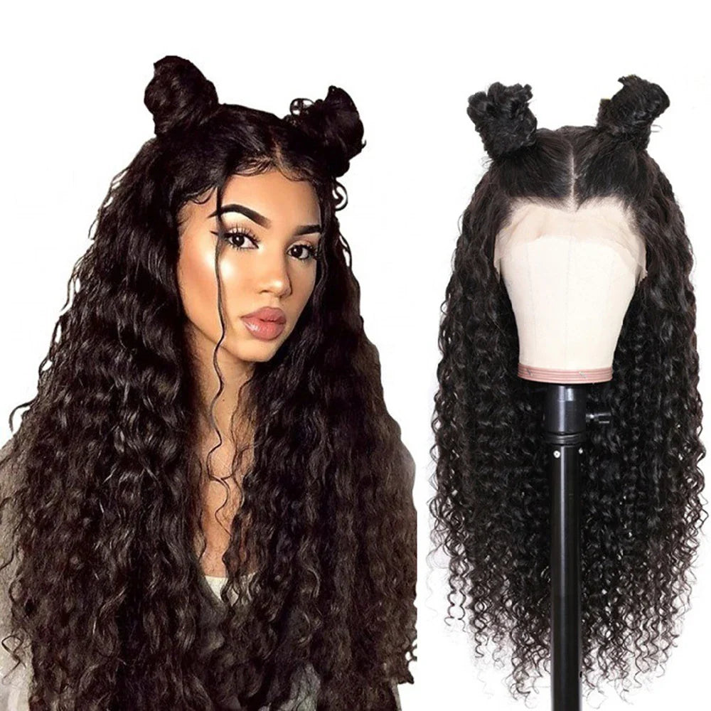 sengpan 68cm Black Long Curly Corn Wig African Wave Full Head Cover Headgear Hair Extension for Women Girls Wig