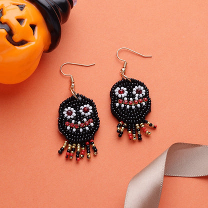 sengpan Halloween Monster Earrings for Women Stainless Steel Black Beading Dangle Drop Earring New in Funny Party Jewelry free shipping