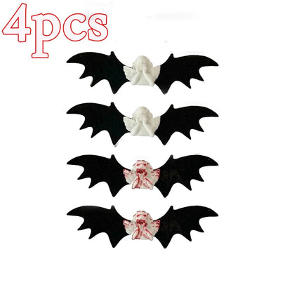 sengpan 1/4pcs Skull Bat Hair Clips Gothic Duckbill Clips Halloween Angel Bat Hair Barrettes Lolita Hairpin Creative Hair Styling Tools