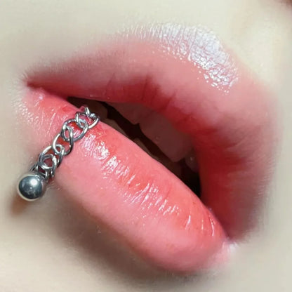 sengpan Chain Lip Ring One Nail Dual Use Ins Men Women Titanium Steel Round Ball Pointed Conical Punk Labret Nail Piercing Wholesale